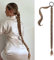 Braid Extensions Pferdeschwanz Verlängerung mit Haargummi Natürliches Kunsthaar haar Zöpfe Haarverlängerungen Zum Einflechten Lang Ponytail Ash Braun Haarteil für Frauen 34zoll/ 86cm 180g 091F