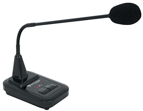 Rockville CH-MIC70 Push-to-Talk Condenser Gooseneck Paging Microphone, Built-in Chimes, Flexible Stand, for Commercial Announcements