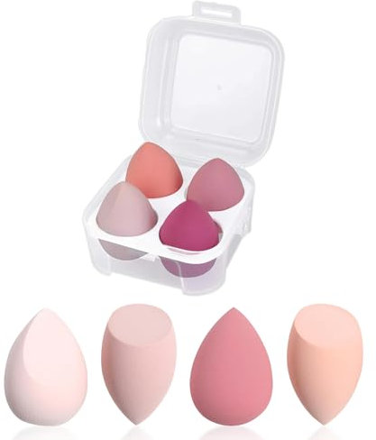 WENRENMK 4 Stück Make up Schwamm, Beauty Sponge Beauty Blender Make up Sponge Nass und Trockenanwendung für Foundation, BB-Creme, Flüssigkeit, Sonnenschutz und mehr