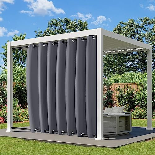 Lapalife Outdoor Vorhang Wasserdichter extra breit Oben und unten mit Ösen,B254XH213cm Wetterfest Outdoor-Verdunklungsvorhänge 1 Stück für Garten Terrasse Pavillon Veranda Balkon