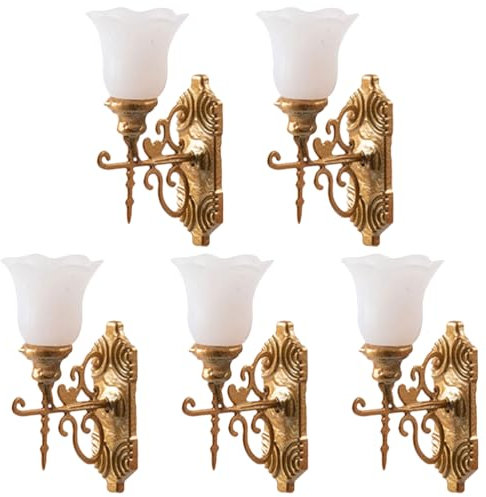 Cabilock 5st Puppenhaus Möbel Zubehör Puppenhaus-Wandleuchten Puppenhaus-modellleuchte Mikrolandschaft Wandlampe Puppenhauslampen Im Maßstab 1:12 Mini Kunsthandwerk Edelstahl Plus Abs