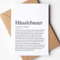 KAMEWI® Grußkarte HÄUSLEBAUER Definition | Klappkarte mit Briefumschlag aus Kraftpapier | Geschenk Hausbau Geldgeschenk Eigenheim