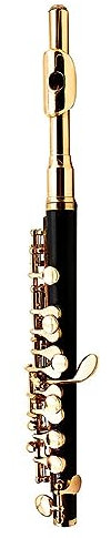 Piccolo-Flöte, halbgroße Flöte, Bakelit-Rohrkörper, C-Stimmung, Schwarz-Gold-Taste mit Schraubendreher, Wischtuch, Stoffbox für Musikliebhaber