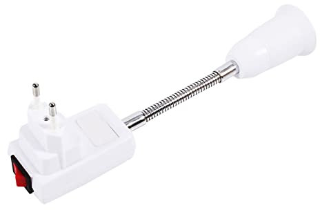 E27 Lampadina Portalampada Adattatore di Prolunga Flessibile Convertitore Presa a Vite Interruttore con Collo Regolabile, per Lampada da Tavolo Semplice, Faretti da Parete (Spina