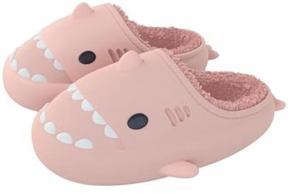 OEAK Ciabatte Squalo Donna Uomo Pantofole Donna Invernali da Casa Shark Ciabatte Pelose Impermeabili Calde Comode Pantofole Animali Divertenti Antiscivolo Morbide, 38-39, J-Rosa
