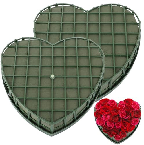 AKOLAFE 3 Stück Steckschaum für Frischblumen mit 2 Größe 30cm & 20cm Steckschaum Herz Steckmasse für Frischblumen Grün Blumensteckschaum zum Basteln für Hochzeiten, Geburtstage, Garten, Wohnung