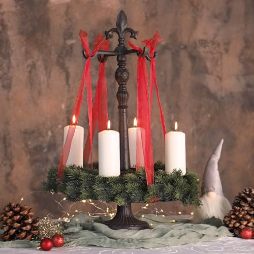 CLGarden Adventskranzständer aus Gusseisen in Antikoptik – Handgefertigter Kranzhalter für Adventskranz, Vintage Weihnachtsdeko, Robuster Stand für Kränze 30-50 cm