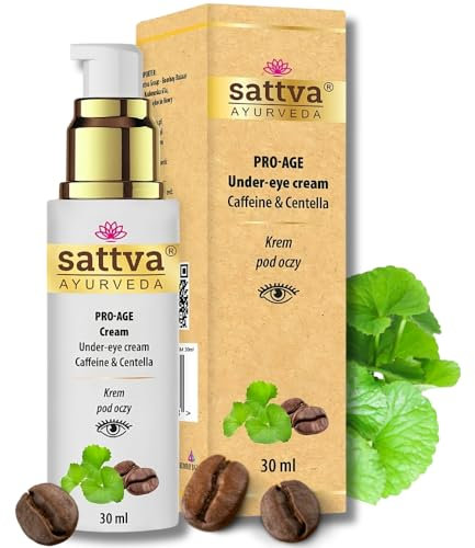 Sattva Augencreme Gegen Falten und Augenringe - Augencreme Gegen Tränensäcke mit Koffein und Gotu Kola - Intensiv Anti-Aging Augenpflege, die Augenpartie Erhellt und Verjüngt - 30 ml