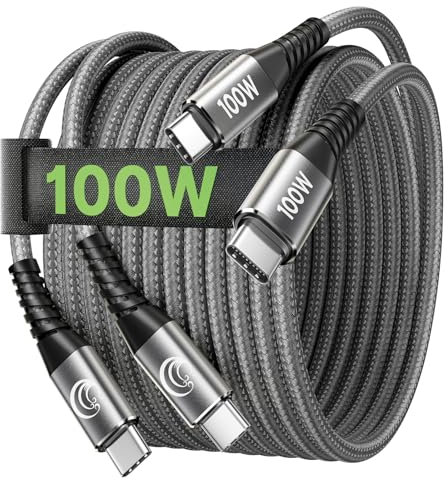 USB C auf USB C Kabel, 100W [2M+2M] USB C Kabel 20V 5A Schnellladekabel USB-C Ladekabel USB Typ C für iPhone 16 15 Pro Max Plus, Samsung Galaxy S24 S23 S22, iPad, MacBook, Tab, Xiaomi, Huawei, Switch