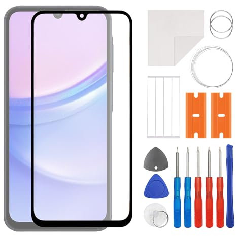 swark Kit de réparation en verre avant de 6,5 compatible avec Galaxy A15 4G/5G SM-A155F, SM-A156B avec OCA (pas d'écran LCD et numériseur tactile) avec jeu d'outils