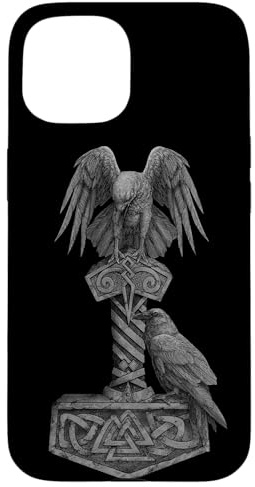 Wikinger nordische Mythologie Thors Mjolnir Odins Huginn & Muninn Hülle für iPhone 15