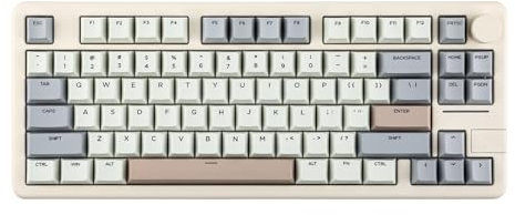 EPOMAKER Galaxy70 Aluminium Mechanische Gaming-Tastatur Kabellos, Thocky Hot Swap Gaming-Tastatur 75%, Bluetooth/2.4GHz/USB, Programmierbare Tasten & RGB (Weiß Grau, Petal Linear Switch)