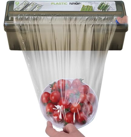 LYEAA Distributeur de Film Alimentaire avec Coupeur Distributeur de Film Alimentaire Boîte de Découpe Organisateur de Film Plastique Rechargeable avec Ventouse pour Restaurants Supermarché