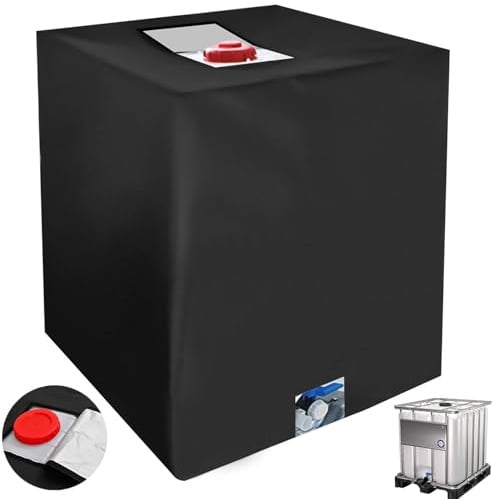 Ytwkafa IBC Tank Abdeckung, 420d Abdeckung FüR IBC Tank, Anti-Uv Protective Cover FüR Wassertank 1000l, Regentonne Abdeckung Mit ReißVerschluss IBC Abdeckung (120x100x116cm) - Schwarz