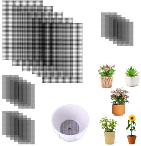 HJIAMA 20 Stück Gittermatte, 20 x 30 cm Lochgitter für Blumentöpfe Feinmaschig Garten Drainage Mesh Matte Gitter Bonsai Zubehör zur Netzabdichtung Boden Blumentöpfen