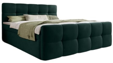 Boxspringbett Cozy Samt 160x200 Doppelbett Polsterbett Bett ohne Topper | Bezug: Samt | Farbe: Grün | Härtegrad: