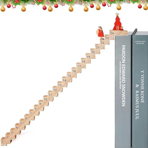 Kletternder Weihnachtsmann Adventskalender 2024 Treppen Weihnachts Adventskalender aus Holz 24-Tage Weihnachts Countdown Kalender Schreibtisch Deko Reisender Weihnachtsmann Schreibtisch Deko