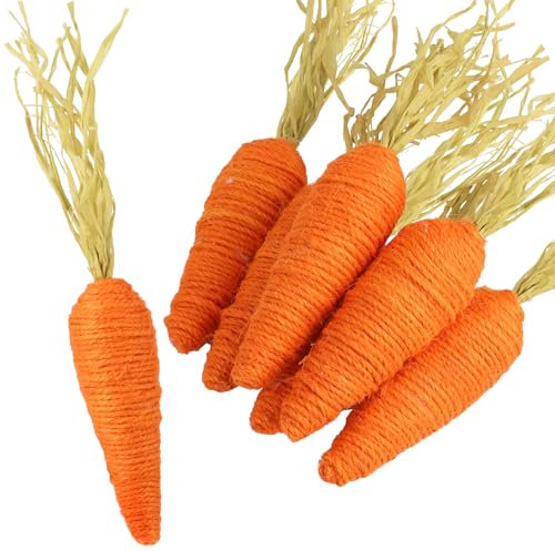 BETESSIN 6 Unidades Decoración Zanahorias de Pascua, Adorno de Mesa Zanahoria de Yute, Regalo Original Zanahoria para Fiesta de Pascua
