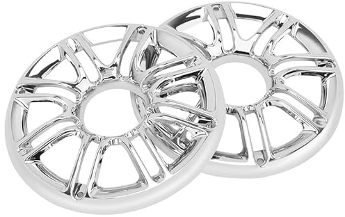Generisch Motorrad 6 Chrom 3D Runde Hinten Vorne Lautsprecher Grill Abdeckung Schutz Trim for Harley Touring Electra Road Street tri Glide