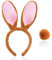 Osterhasen Kostüm Damen 2 Stück Easter Bunny Costume Cosplay Hasenkostüm Zubehör Kaninchenschwanz Plüsch Hasen Ohren Haarreif Für Osterfest, HäSchenparty (Braun)