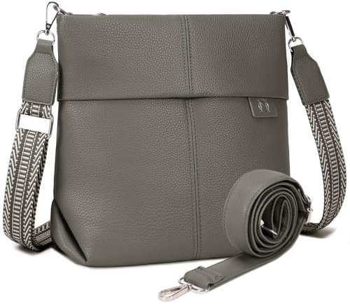 Myhozee Umhängetasche Damen Mittelgroß Handtasche - Klein Crossbody Bag PU Leder mit 2 Gurt, Schultertasche Tasche Damenhandtasche Uni mit Breitem Gurt für Frauen Damen