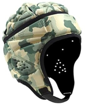 Casque de protection à coque souple 7 V 7 - Casque de rugby rembourré réglable - Casque de gardien de but de football - Casque de rugby - Drapeau de rugby - Casque de football pour enfants (camouflage