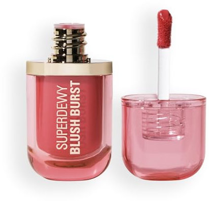 Revolution Superdewy Liquid Blush Burst, Fard à joues liquide à pigmentation buildable, formule sérum aux peptides et acide hyaluronique, Vegan, Watermelon Pop Coral, 4.2 ml