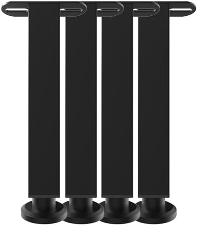KOVNISE Lot de 4 Pieds de Rechange Réglables en Hauteur avec Languettes de Liaison pour Canapé Commode Cadre de Lit Meubles en Métal Robuste (25-42 cm)