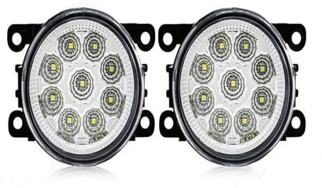 DUDUYANG Front Headlight Car Fog Lamp 30W White Yellow 12V Waterproof LED Fog Light For Dacia For Duster For Sandero Hatchback For Logan For Estate Headlights(9 Led White)