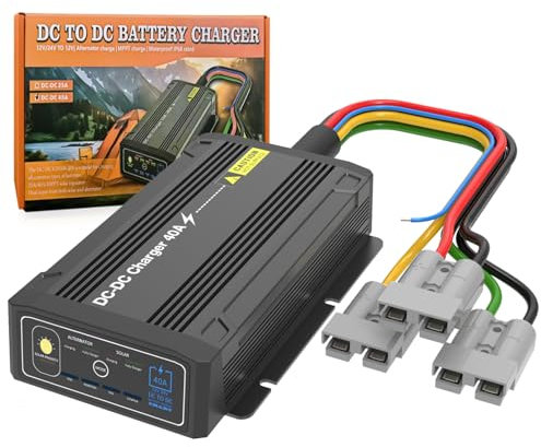 12V 40A DC to DC Charger with MPPT On-Board Battery Charger for LiFePO4 Lithium Gel STD GEL AGM Using Multi-Stage Charging for RVs, Truck, Motorhome, Commercial Vehicles, Boats & Yachts (40A)