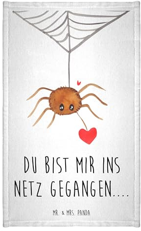 Mr. & Mrs. Panda Handtuch Spinne Agathe Liebe - Geschenk, buntes, Frotteetuch, Liebesgeschenk, Liebesbeweis, Mini-Handtuch, Verliebt, Kleines, Klein