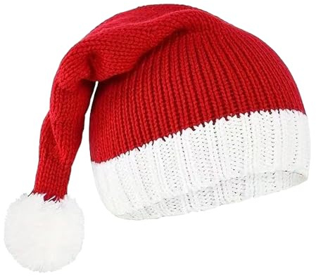 Hatwell Weihnachtsmütze Rot Nikolausmütze Gestrickt für Erwachsene | Einheitsgröße, Für Weihnachten, Für Weihnachtsfeier, Für Weihnachtsmarkt