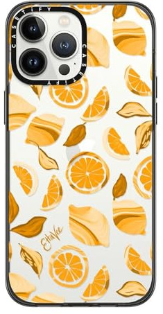 CASETiFY Compact iPhone 13 Pro Max Case [2X Military Grade Drop Tested / 4ft Drop Protection] - EttaVee Vintage Lemon - Clear Black