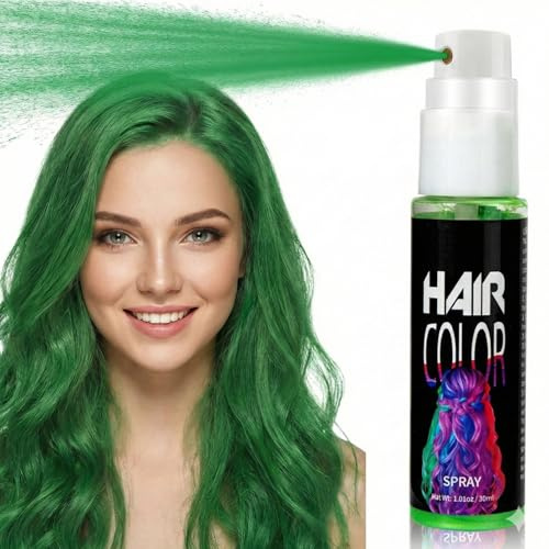 Washable Hair Colour Spray, Green Hair Spray Wash Out Kids, Temporary Hair-Dye for Parties, Cosplay, Prom, Halloween, Christmas