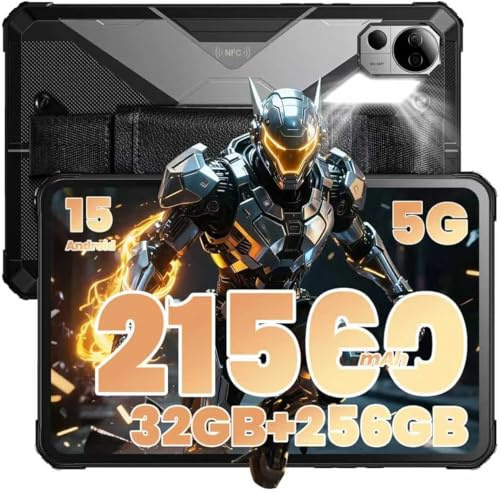 FOSSiBOT DT3 Rugged Tablet, Batteria 21560 mAh, 32GB+256GB/2TB, Tablet Android 15, Ricarica Rapida 66W, Display 10.4 2K IPS, Wi-Fi 6, IP68/IP69K, 64MP+32MP, Face ID/OTG/GPS (Neros)
