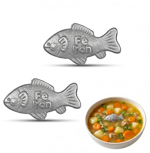 Iron Fish 2Pcs, Pure Iron Cooking Tool, Natural Dietary Supplement for Home Kitchen Camping