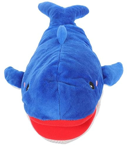 Blauer Wal Handpuppe 30 cm aus ultraweichem Plüsch, lebensechte Tierpuppe zum Erzählen von Geschichten, kreatives Lernspielzeug, geeignet für interaktive Spiele