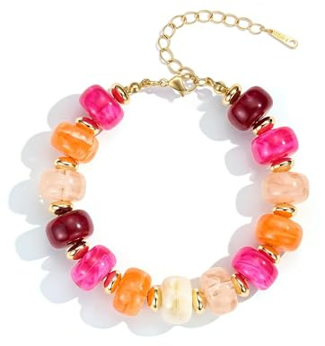SIXDUTON Boho Armband Damen Harz Perlen Armbänder Perlenarmband Bunt | Perlenarmband Boho Armband Bunt Mode Sommerstrand Party, Strand, Alltag, Schmuck Geschenke für Frauen Mädchen Freundin