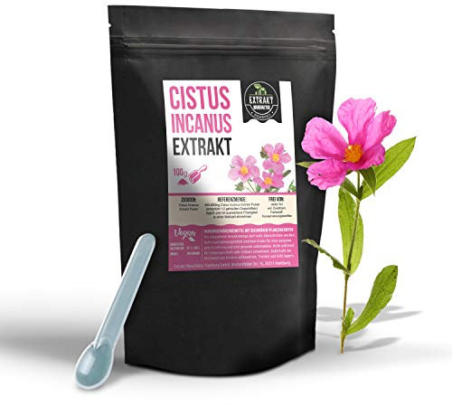 Cistus Incanus Extrakt | 40% Polyphenole | 100g Pulver | Zistrose ohne Zusatzstoffe | hochdosiert vegan & in Deutschland abgefüllt (Pulver 100g)