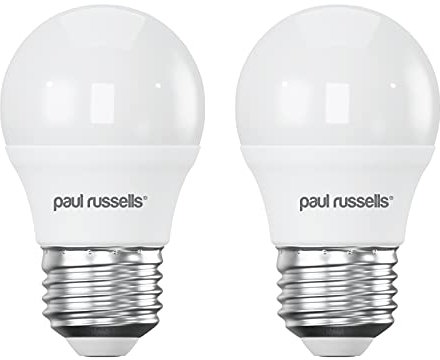 paul russells LED Light Edison Screw E27, 40w Equivalent, 4.9W 470 Lumens LED Bulbs, 2700K Bright Warm White, Mini Globe Frosted G45 ES Golf Ball Energy Saving (Not Dimmable) Lightbulbs, 2 Pack