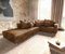 DELIFE Eckcouch Clovis Braun Antik Optik Hocker Armlehne Ottomane Rechts Ecksofa Modul