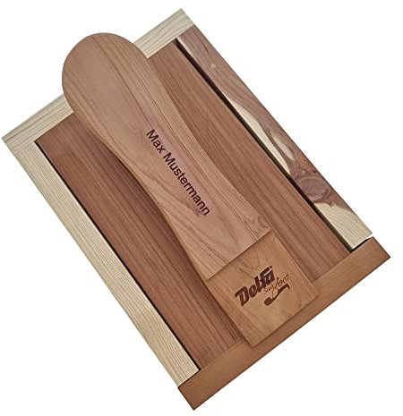 DELFA Schuhpflege Kiste aus Zedernholz - Individuell mit Gravur - Echtholz Box mit Bama Pflegemitteln - Schuhpflegeset 5 teilig - Creme Bürsten und Poliertuch