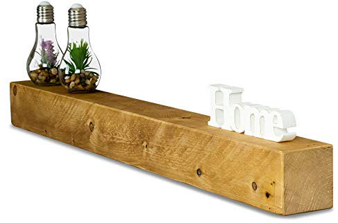 levandeo Wandregal Holz Massiv 100x10cm Eiche Farbig Wandboard Vintage Rustikal Design Natur Regal