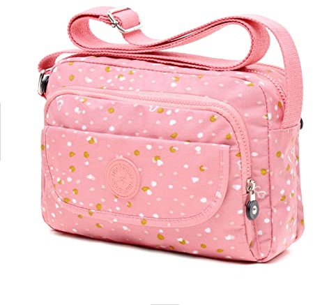 tuokener Petit Sac Bandouliere Femme Sac à Main Tissu Bandoulière Femmes Imperméable Saccoche Fille Pour Voyage,Rose