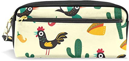 Eslifey Mexiko Symbole Vogel Kaktus, Kosmetiktasche für Damen, Kunstleder, für die Schule, tragbar, Stiftehalter