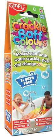 Crackle Baff from Zimpli Kids, 3 Bath Pack, Magically makes your water Crackle, Pop & Change Colour, Perfect Birthday Gifts for Children, Sensory & Messy Bath Toy