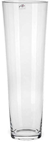 Matches21 Jarrón de cristal cónico en forma de cono, jarrón decorativo de cristal, jarrón alto, redondo, 1 unidad, diámetro de 17 x 50 cm