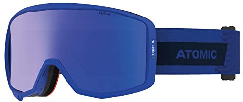 ATOMIC Count JR Cylindrical Skibrille für Kinder - Blau - Komfortabler Live Fit Rahmen - Over The Glasses-kompatibel für Brillenträger - Klare Sicht - Silikon-beschichtetes Brillenband