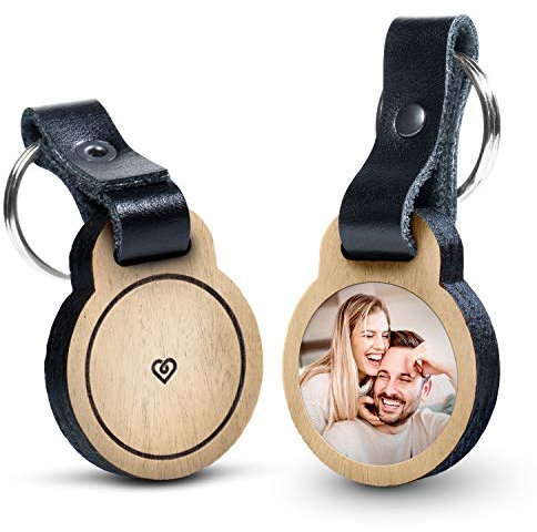 Premium - Foto-Schlüsselanhänger aus Eichenholz mit Gravur und kratzbeständigem Foto in Farbe - personalisierte Geschenkidee für deine Liebsten für Muttertag