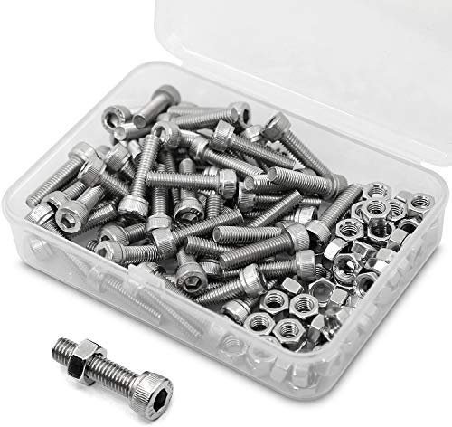 M5 x 16mm Kit di Viti Bulloni a Brugola e Dadi in Acciaio Inox 304,Vite a testa cilindrica con esagono incassato (Bullone 80 pz, Dadi 80 pz)